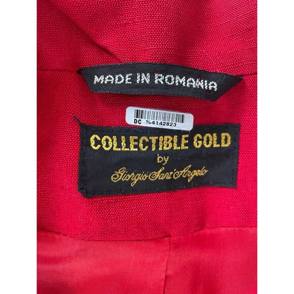 Collectible Gold Women's Size 10 Red Suit Blazer Boyfriend 1-Button Linen Blend - Picture 3 of 7